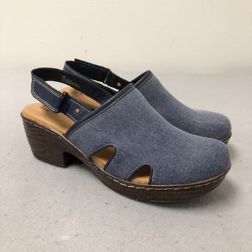 BOC Born Concept Lyza Denim Clogs Sandals Womens 9 Sling Back Heel Boho Earthy